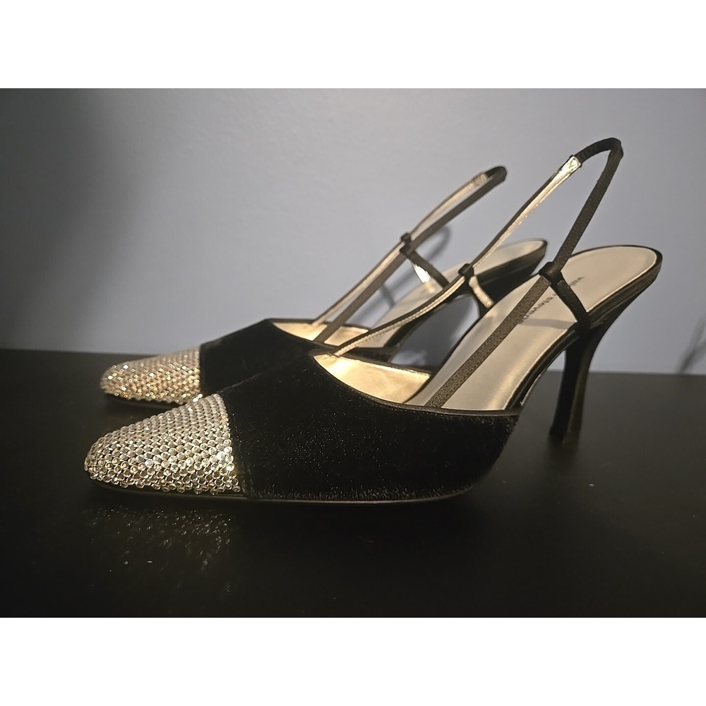 Valerie Stevens Shoes High Heels Black Velvet w Rhinestones Size 8 Women's